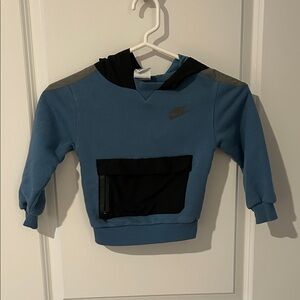 Nike Kids Blue Hoodie with Black Hood and Pocket
